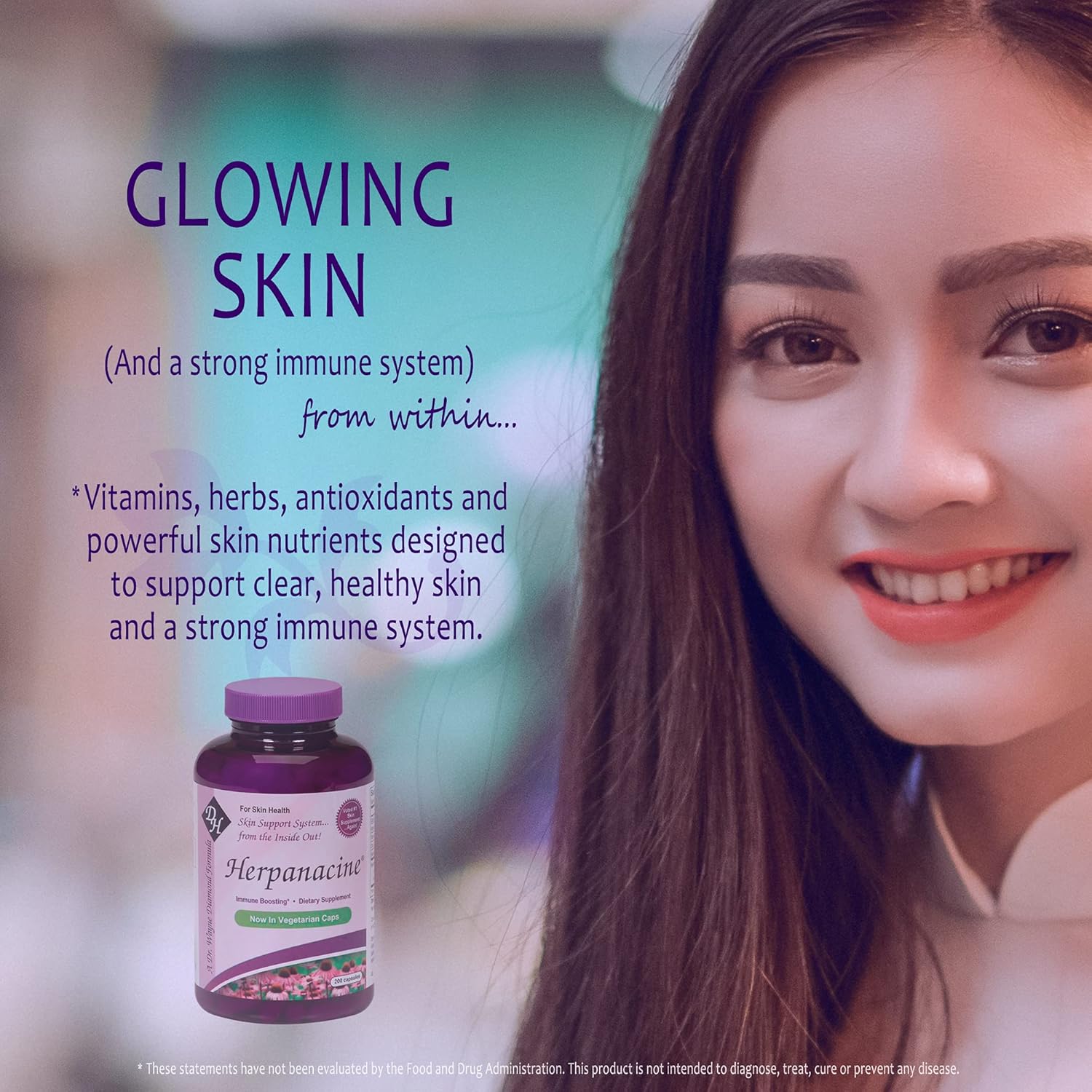 Herpanacine Diamond Skin Care & Immune Support Vitamins - Natural Ingredients - 200 Count - Clear Skin & Immune System Support