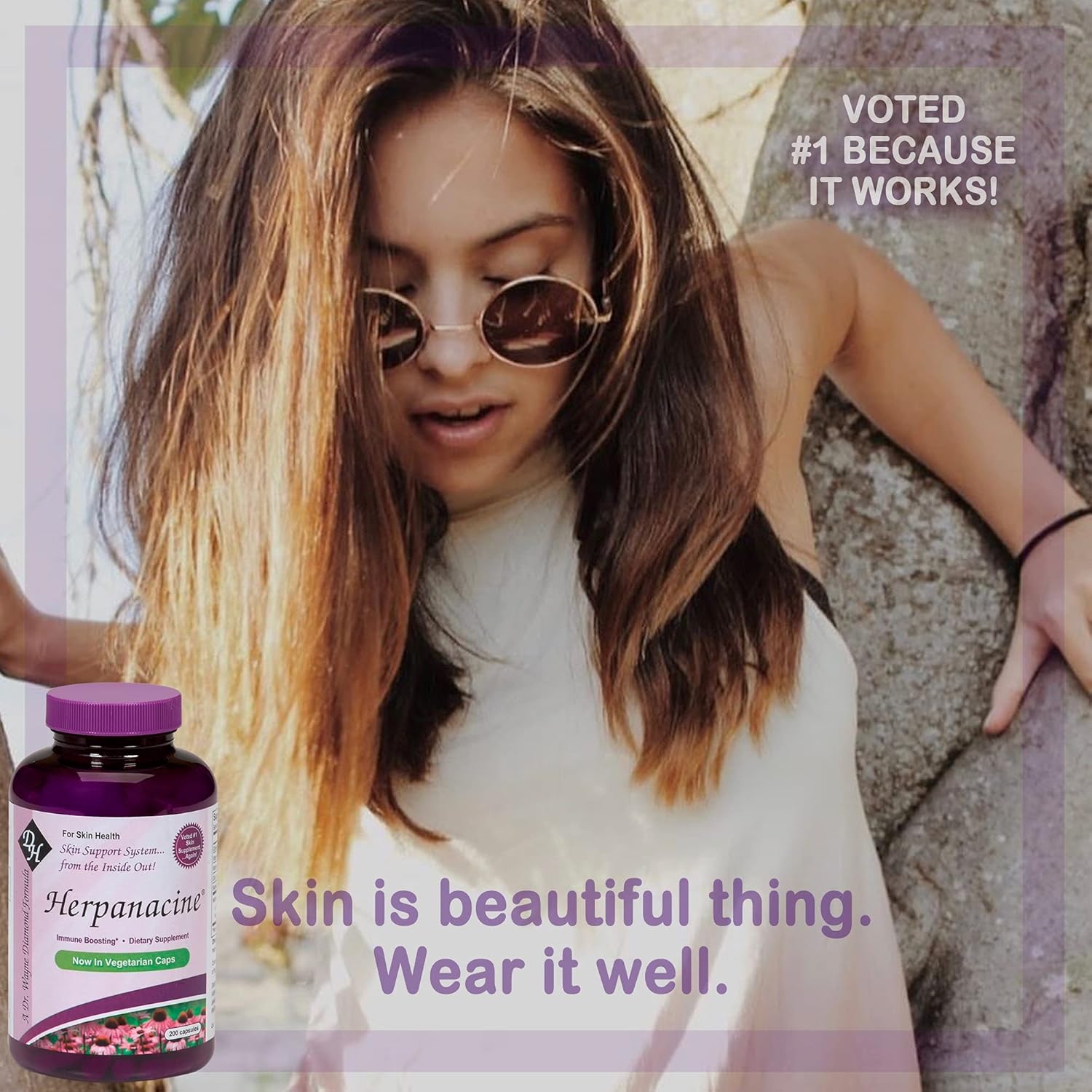 Herpanacine Diamond Skin Care & Immune Support Vitamins - Natural Ingredients - 200 Count - Clear Skin & Immune System Support