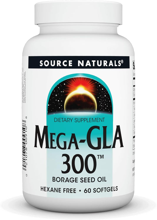 Hexane-Free Borage Seed Oil Softgels - Source Naturals Mega-GLA 300 - 60 Capsules