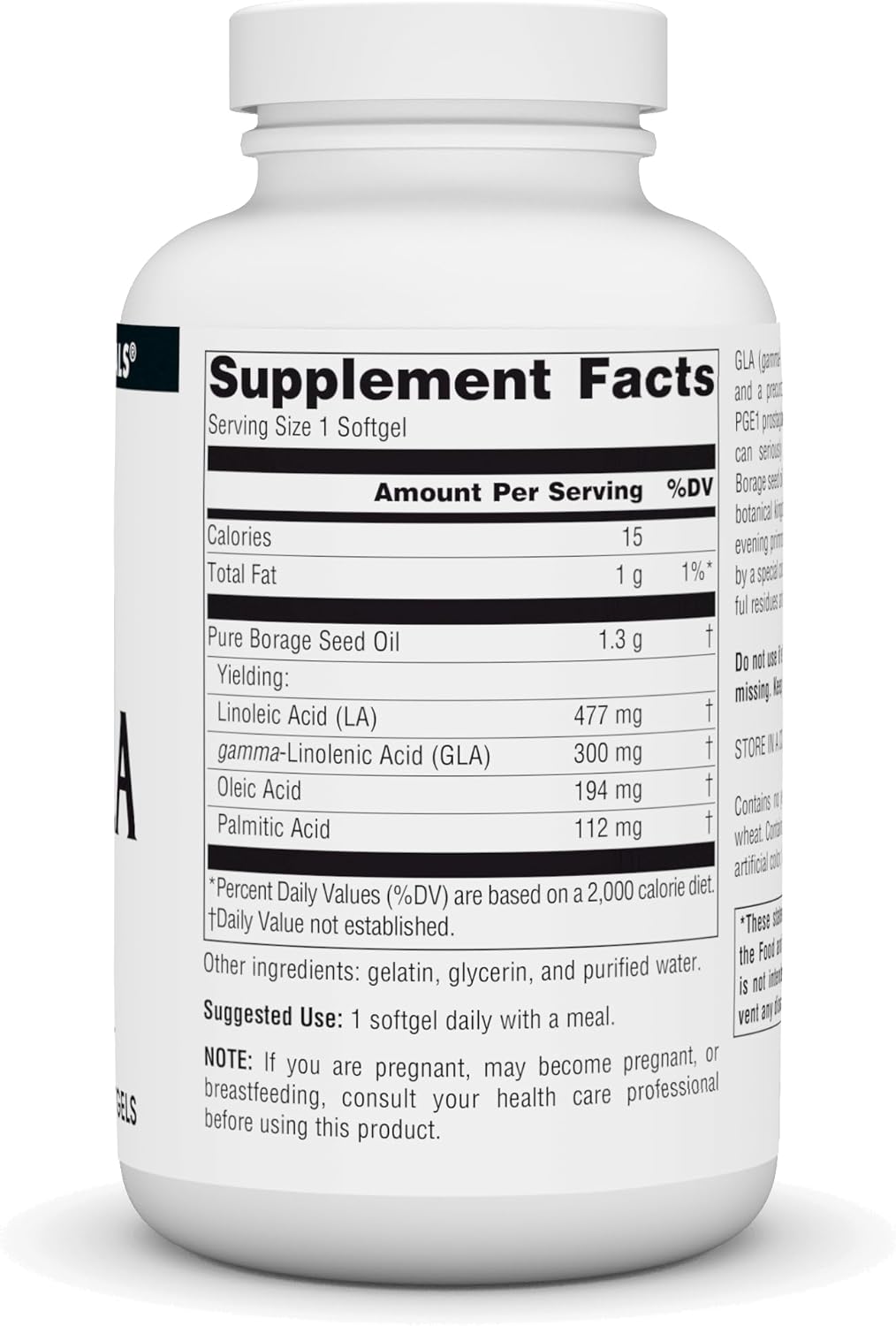 Hexane-Free Source Naturals Mega-GLA 300 Borage Seed Oil Softgels - 120 Count