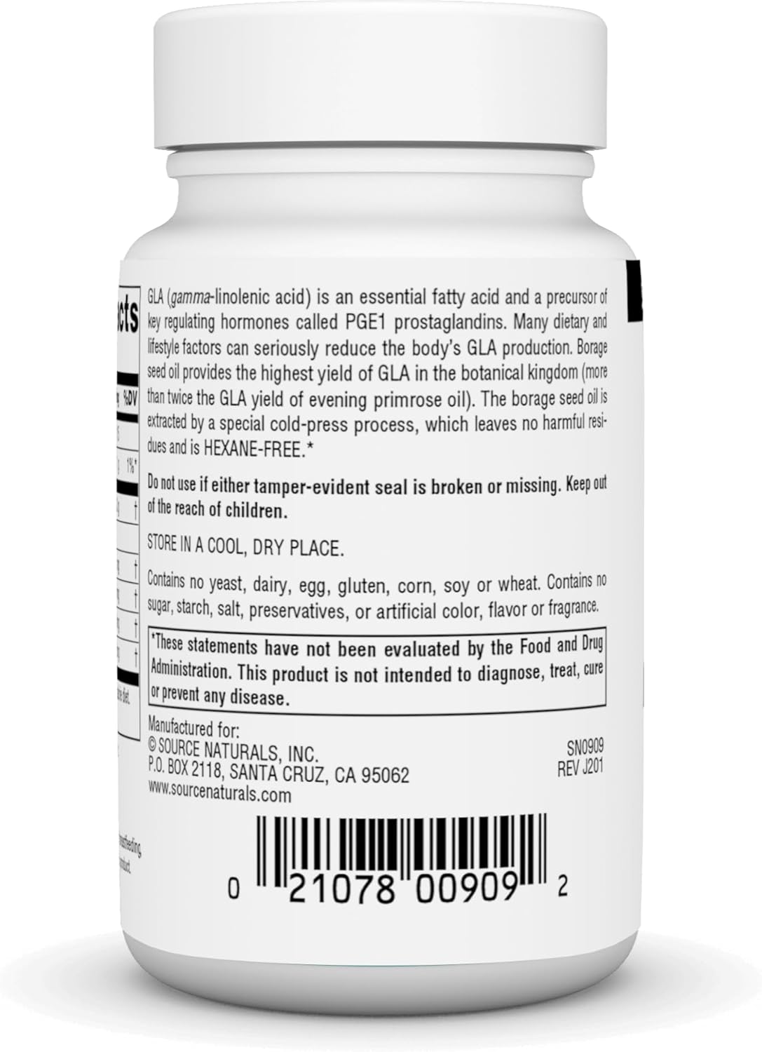Hexane-Free Source Naturals Mega-GLA 300 Borage Seed Oil Softgels - 30 Count