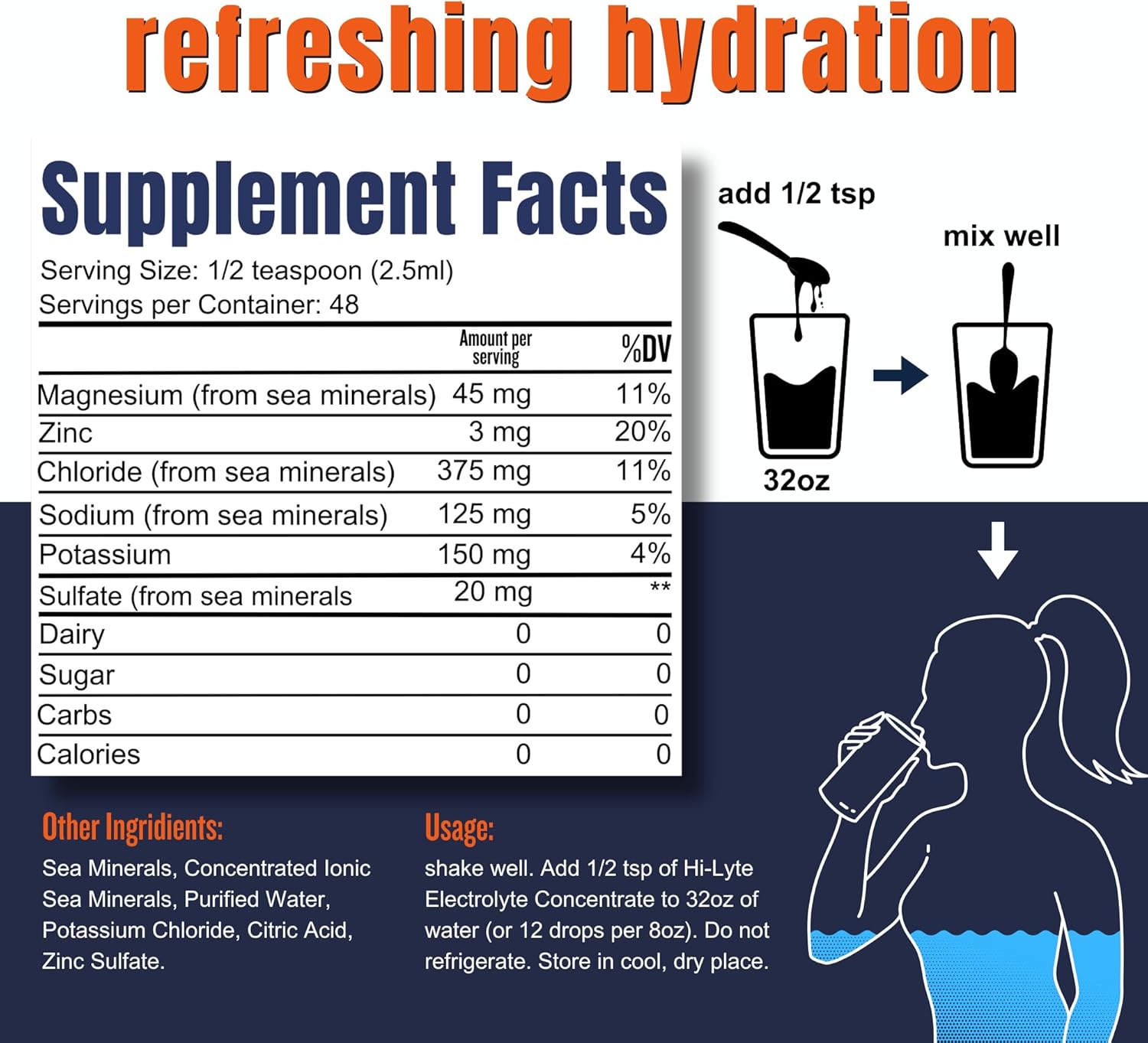 Hi-Lyte Electrolyte Supplement Drops | 48 Servings | Immune Support & Hydration | No Calories/Sugar | 20% More Potassium, Magnesium, Zinc
