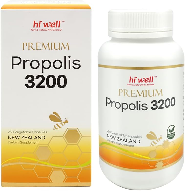 Hi Well Premium Propolis 3200 with 96mg Flavonoid - Natural New Zealand Formula (Pack of 2)