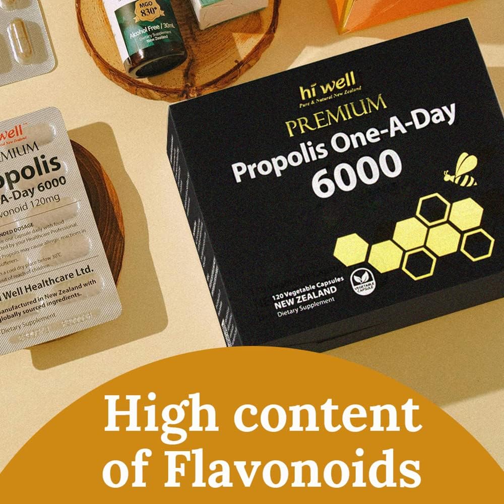 Hi Well Premium Propolis One-A-Day 6000 with 120mg Flavonoids - 120 Capsules from New Zealand
