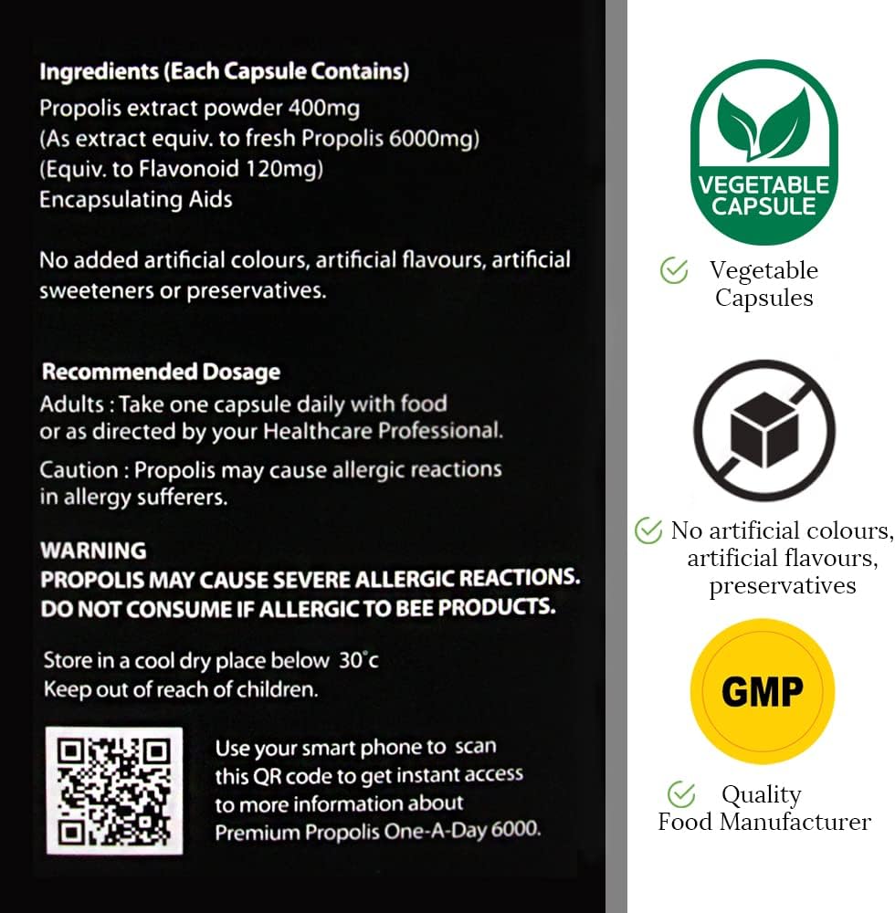 Hi Well Premium Propolis One-A-Day 6000 with 120mg Flavonoids - 120 Capsules from New Zealand