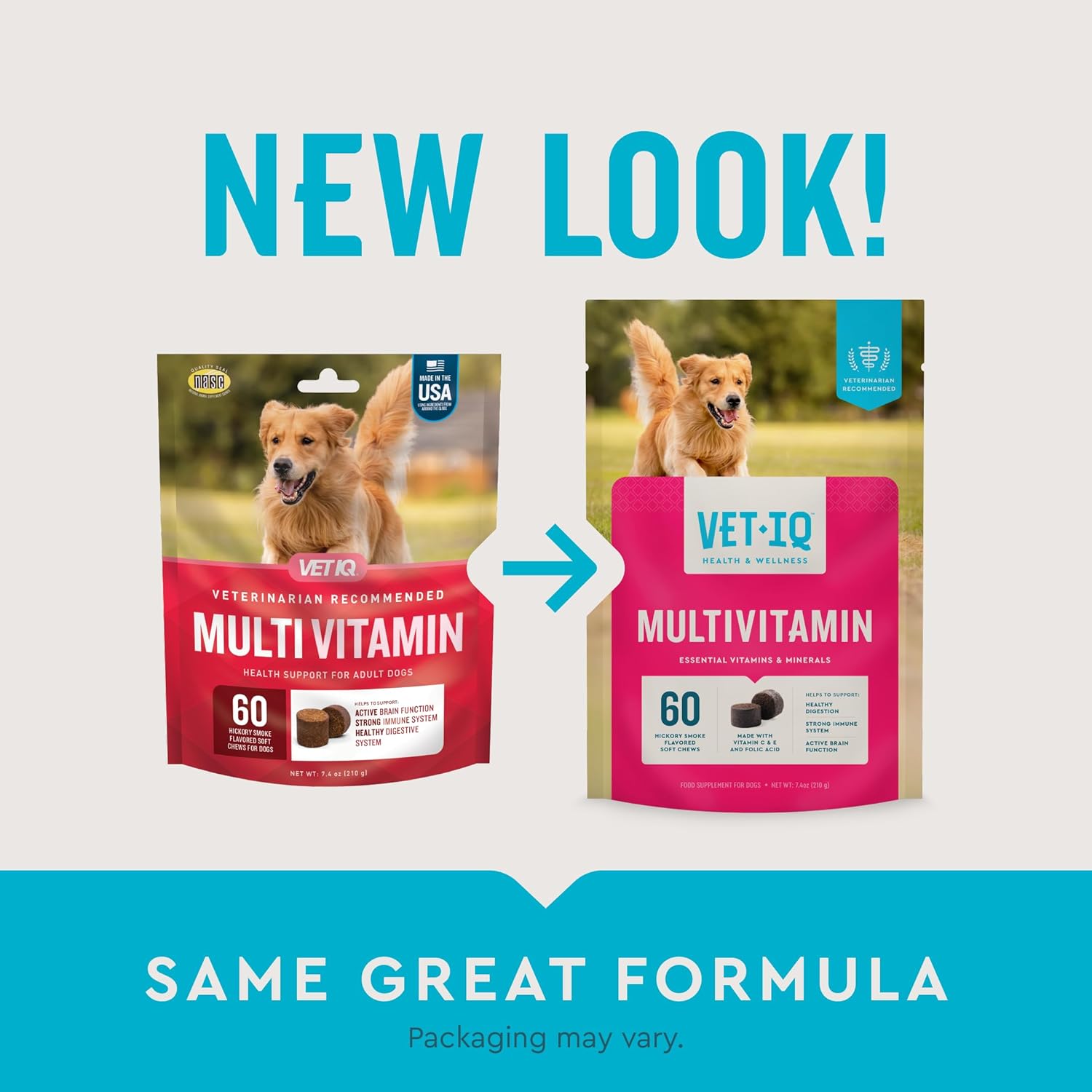 Hickory Smoke Flavored Dog Multivitamin with Active Brain and Immune Support, 60 Count, Made in USA