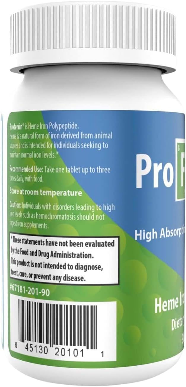 High Absorbing Heme Iron Polypeptide Tablets - 90 Count, 10.5mg, Made in USA, Easy on Stomach, Coffee & Calcium Resistant