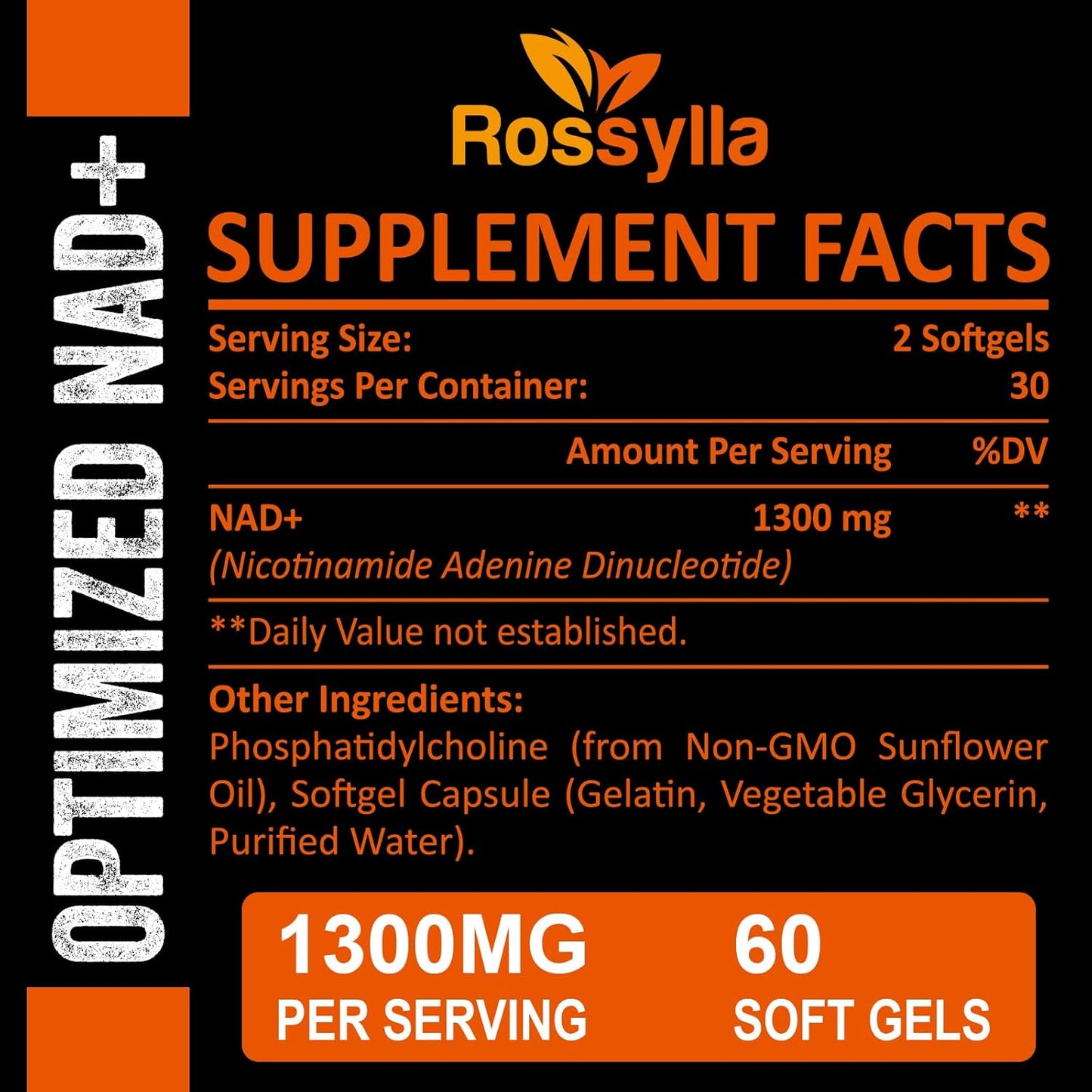 High Absorption 1300 MG Liposomal NAD+ Supplement for Aging Defense & Cellular Energy - Pure NAD+ Booster - 180 Count