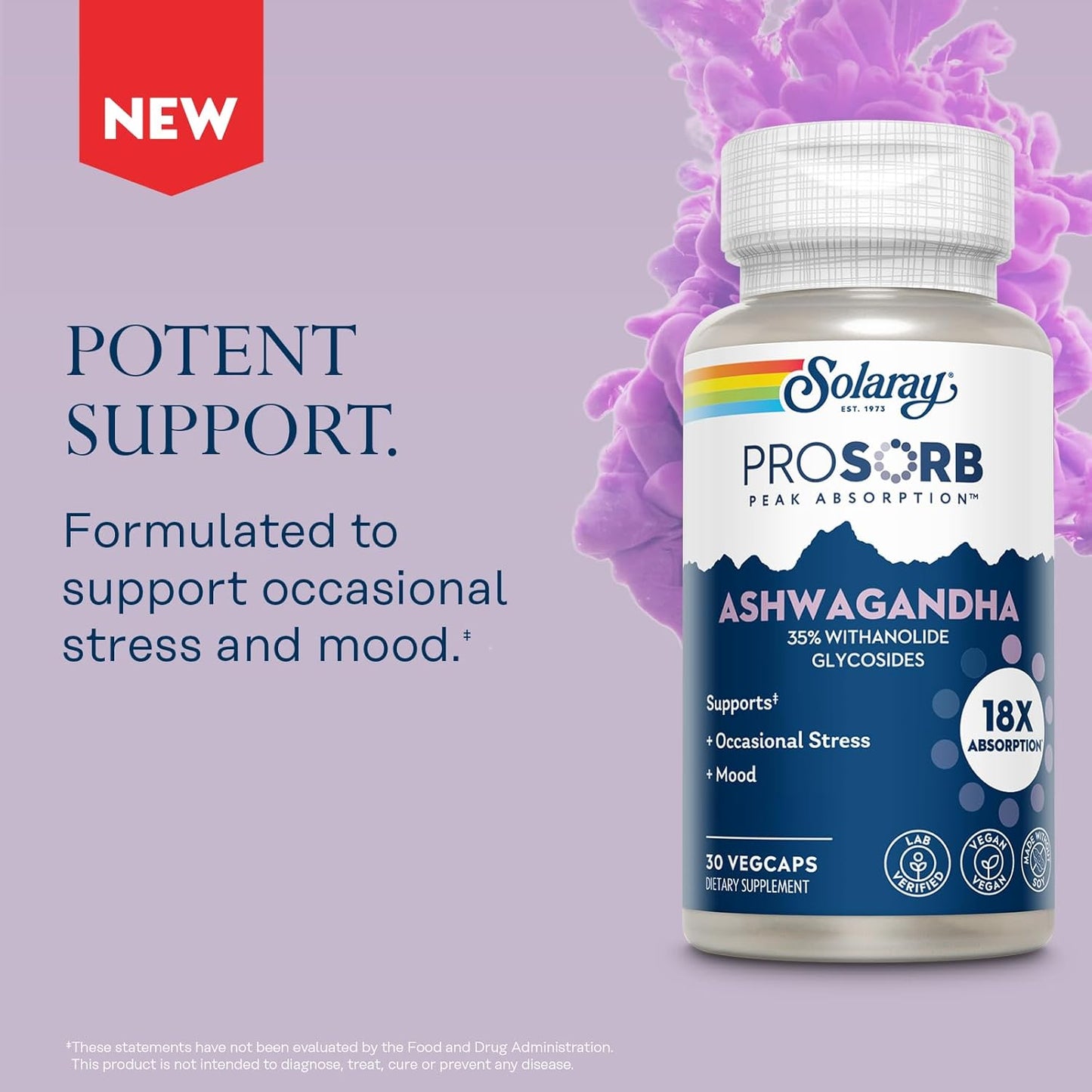 High Absorption Ashwagandha Capsules 240mg for Stress Relief and Mood Support - Vegan Supplement with 30 VegCaps - 60 Day Guarantee