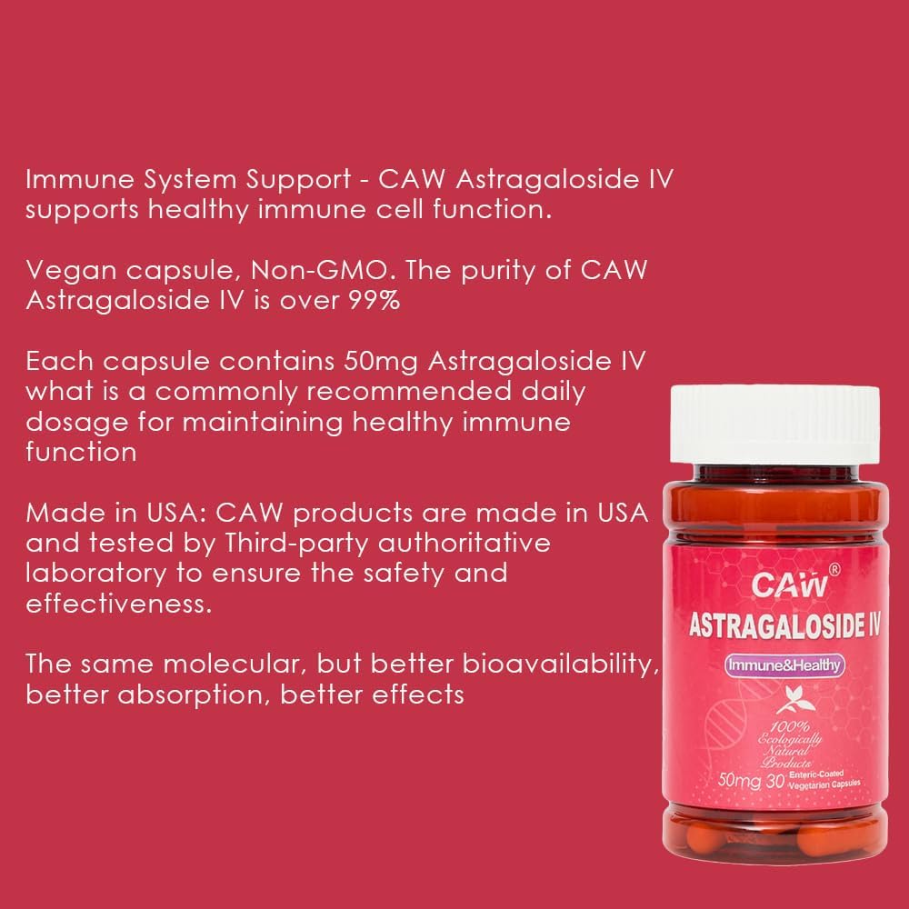 High Absorption Astragaloside IV Capsules for Immune Support & Anti-Aging - 50mg, 30 Enteric-Coated Capsules