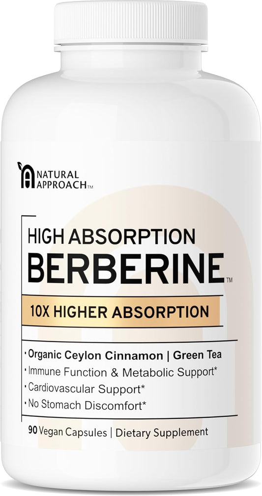 High Absorption Berberine Phytosome with Ceylon Cinnamon and Green Tea Extract - Metabolic Support for Women and Men - Berberis Aristata Supplement - 90 Capsules