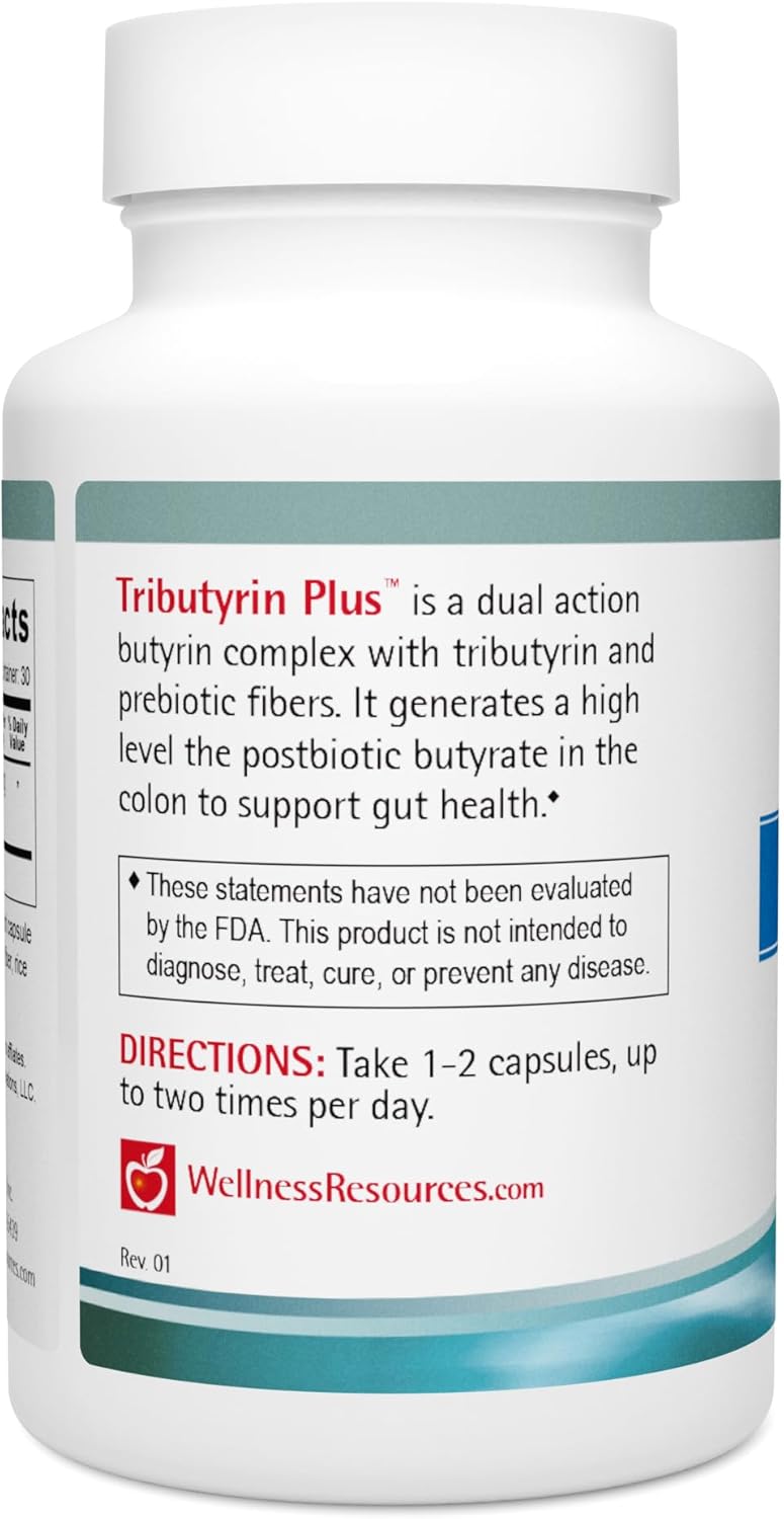 High Absorption ButyraGen Tributyrin Complex Postbiotic Supplement for Gut Health - Wellness Resources Tributyrin Plus, 60 Veggie Capsules