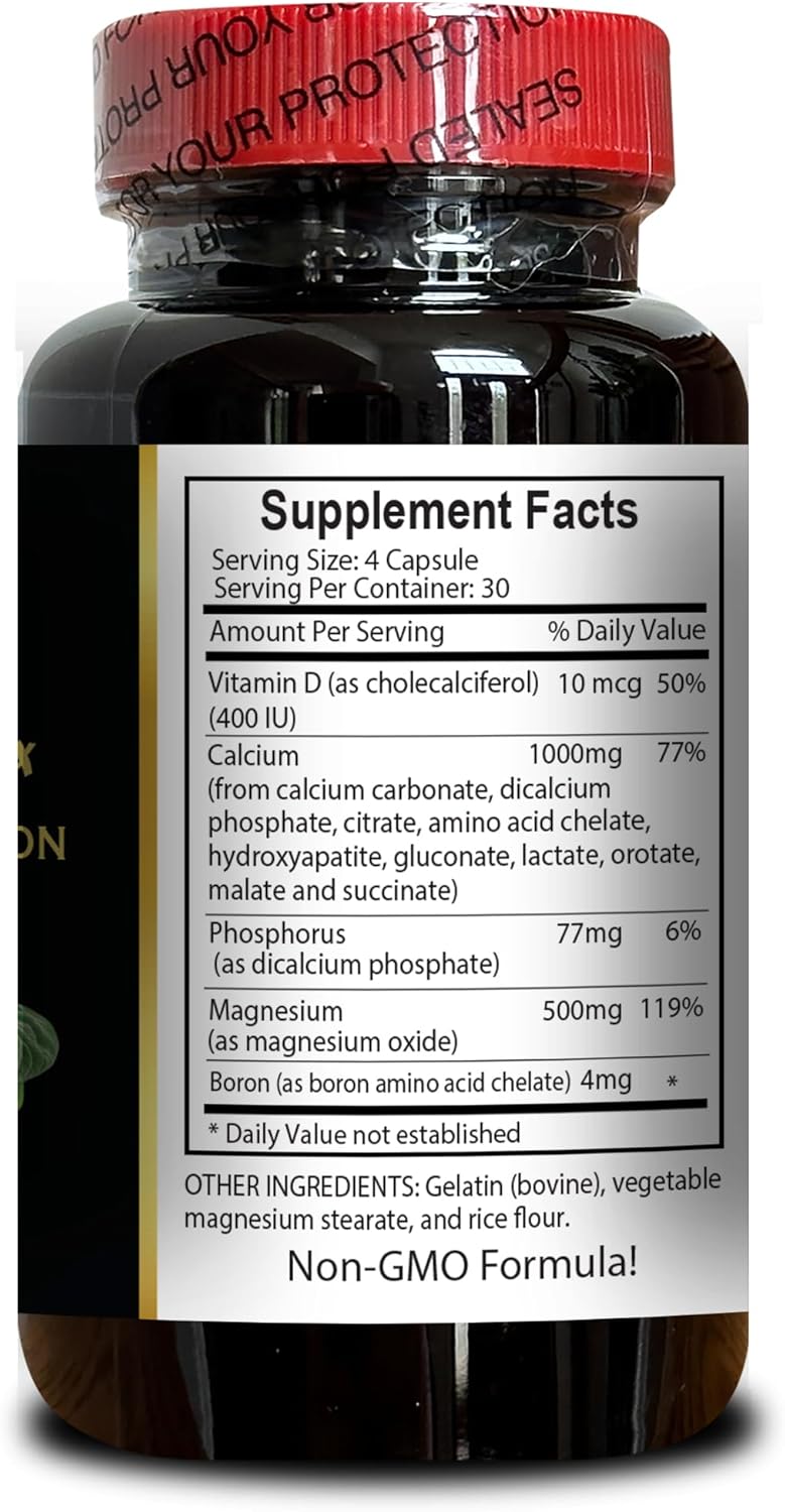High Absorption Calcium Magnesium Supplement for Muscle & Nervous System Support - 2 Bottles 240 Capsules - Calcium Citrate for Women & Men by OLANTA TRADE SOLUTION