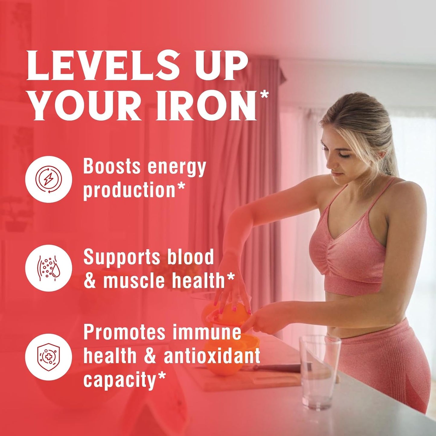 High Absorption Carbonyl Iron Supplement with Vitamin C for Men & Women - 60 Vegan Tabs, Non-GMO & Gluten-Free
