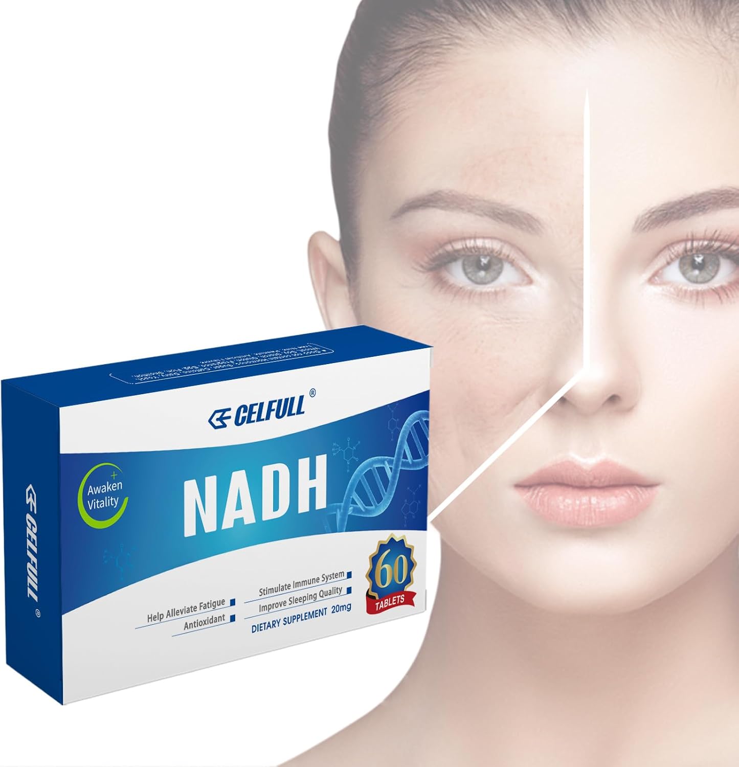 High Absorption CELFULL NADH 1200mg Supplement for Energy, Focus, and Anti-Aging - NAD+ for Men and Women