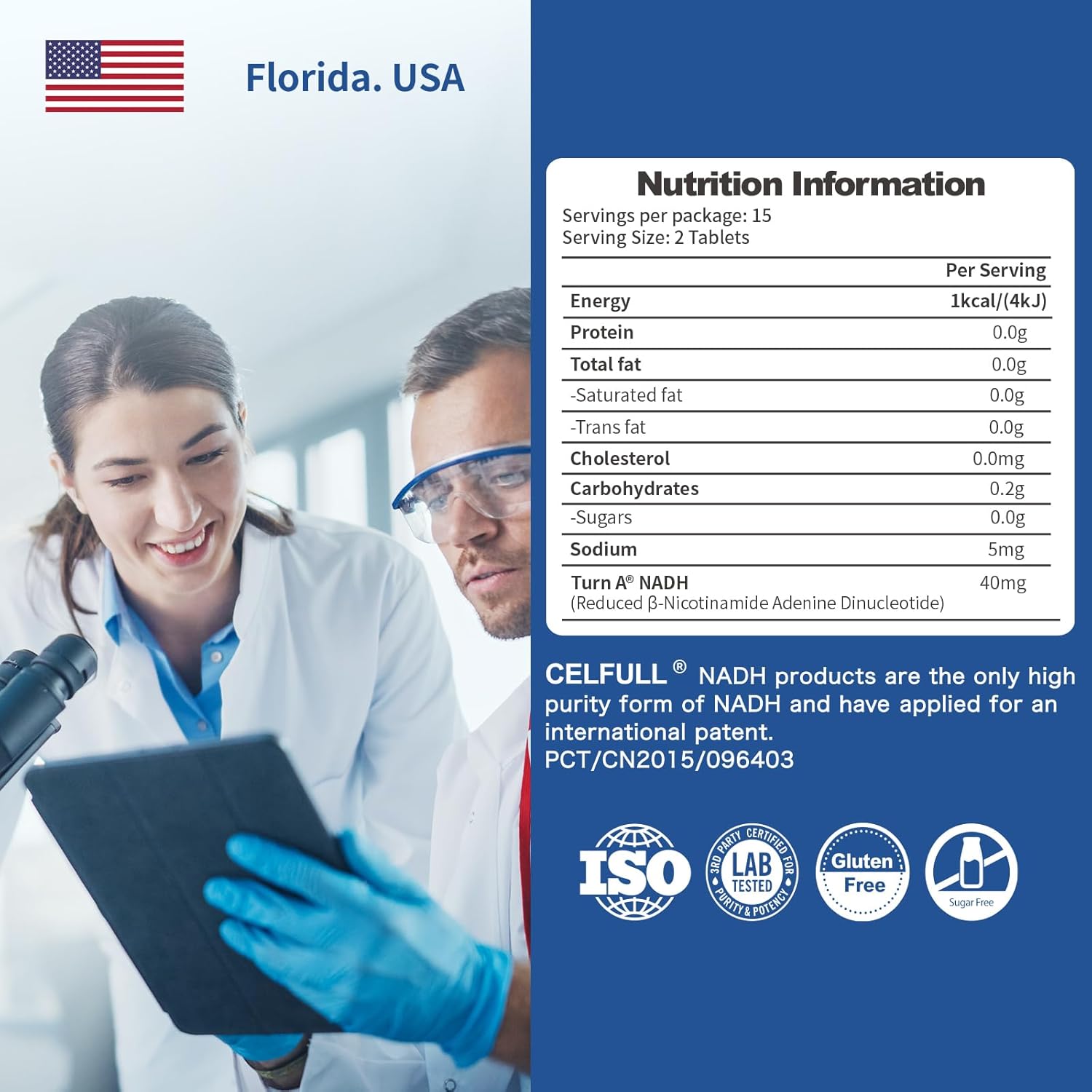 High Absorption CELFULL NADH 1200mg Supplement for Energy, Focus, and Anti-Aging - NAD+ for Men and Women