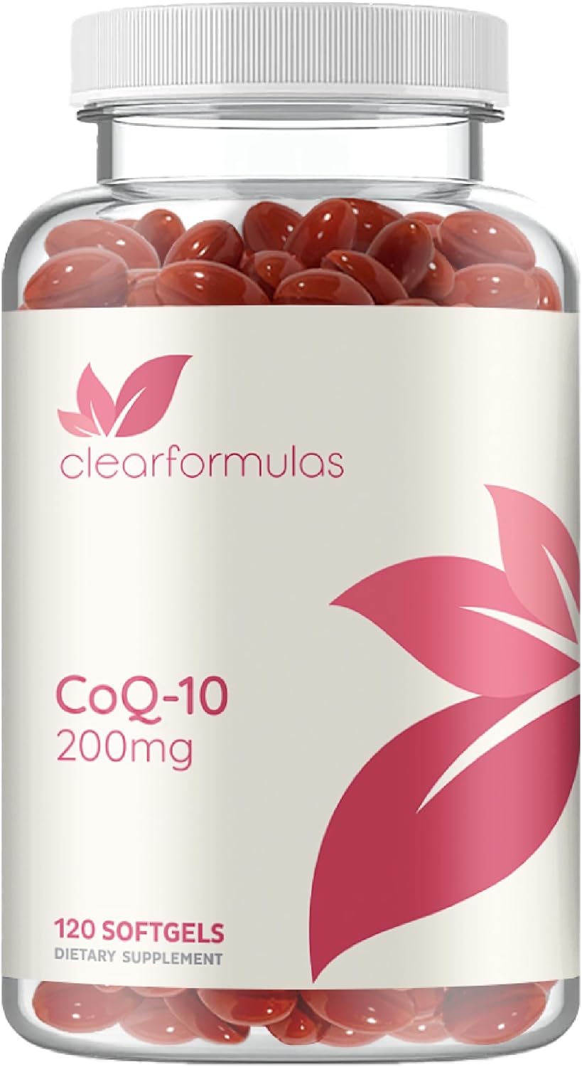 High Absorption ClearFormulas CoQ10 200mg Softgels - Potent Antioxidant for Heart Health & Aging Support - Stable Ubiquinone Soft Gels - 60 Servings