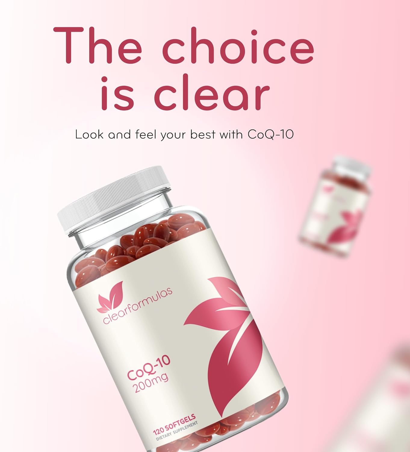 High Absorption ClearFormulas CoQ10 200mg Softgels - Potent Antioxidant for Heart Health & Aging Support - Stable Ubiquinone Soft Gels - 60 Servings