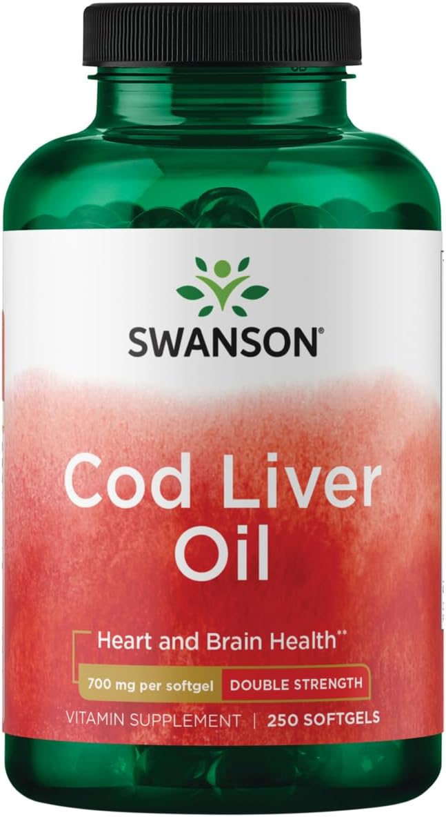 High Absorption Cod Liver Oil Softgels - Bone, Skin, Vision, & Immune Support - Natural Formula with Vitamin A - 250 Softgels, 700mg