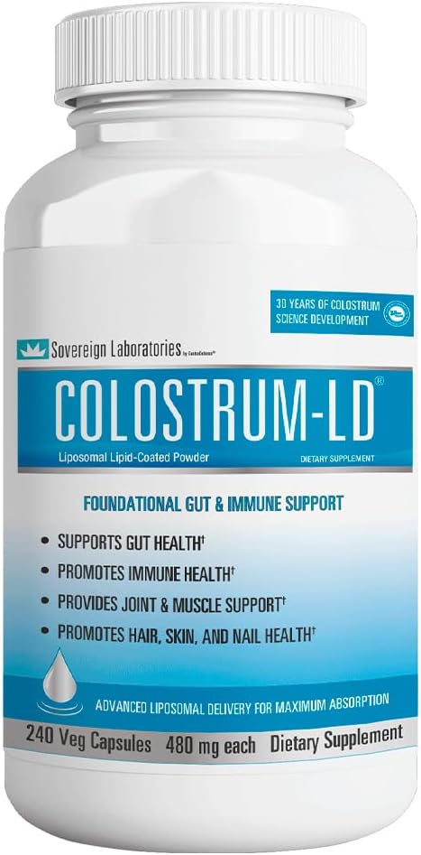 High Absorption Colostrum-LD Capsules with Liposomal Delivery - 240 Capsules for Immune Support