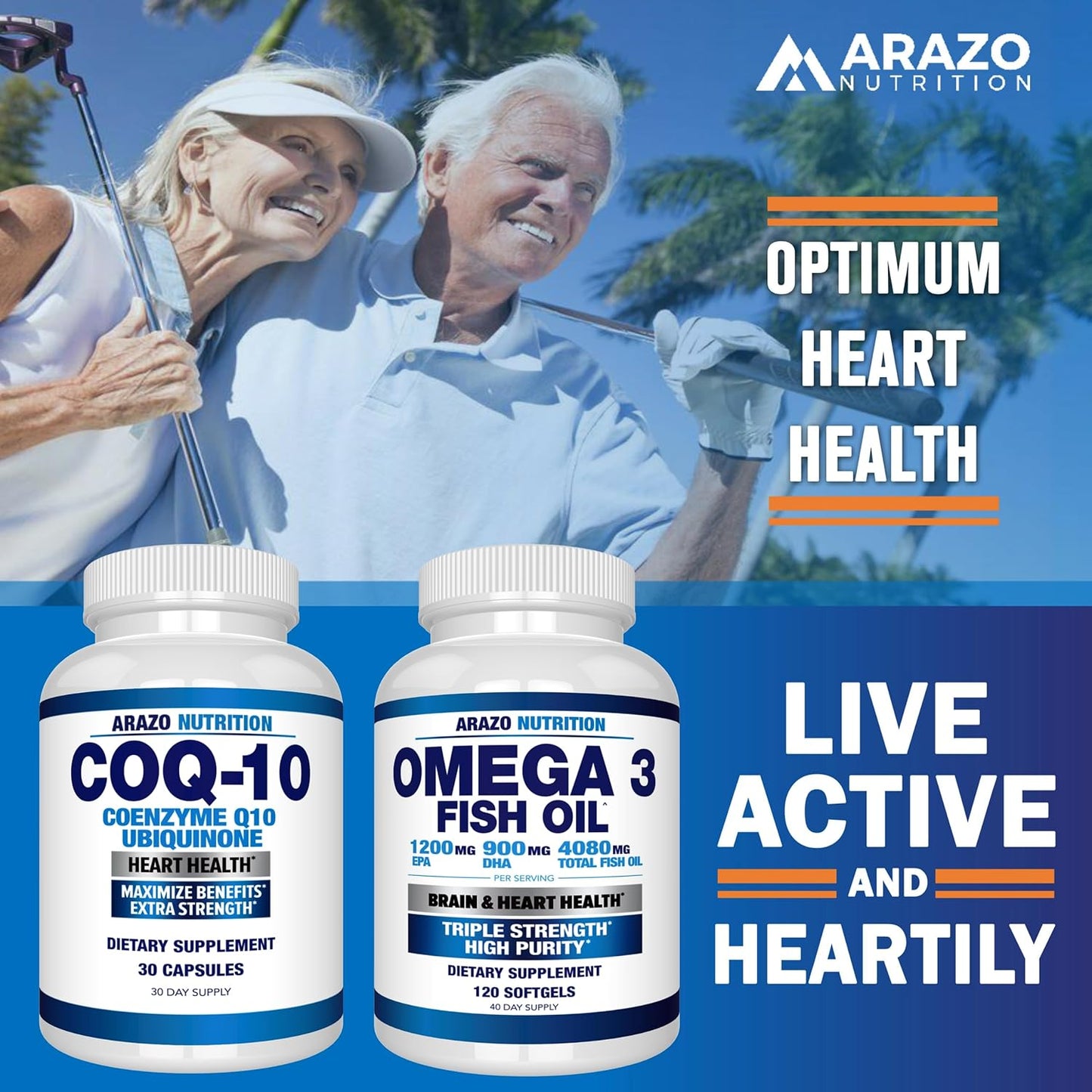 High Absorption CoQ10-200mg Maximum Strength Supplement by Arazo Nutrition - Ubiquinone Coenzyme Q10 Capsules without Soy