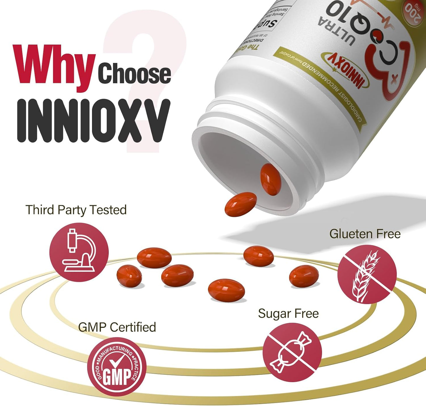 High Absorption CoQ10 200mg Softgels for Heart & Vascular Health - Antioxidant Supplement for Energy - 60 Count