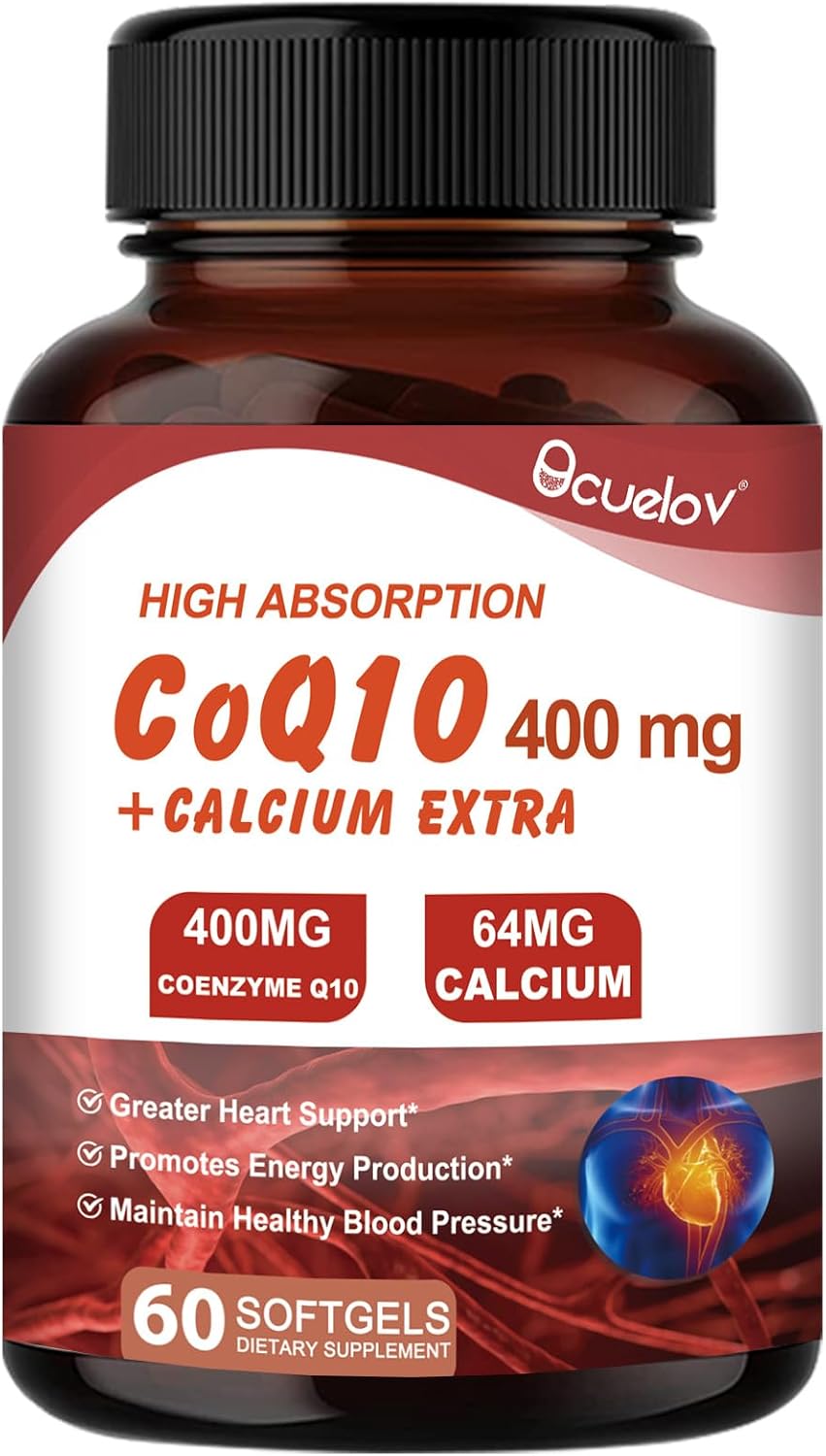High Absorption CoQ10 400mg Capsules for Heart Health & Energy Production - Dairy and Gluten Free - 60 Capsules