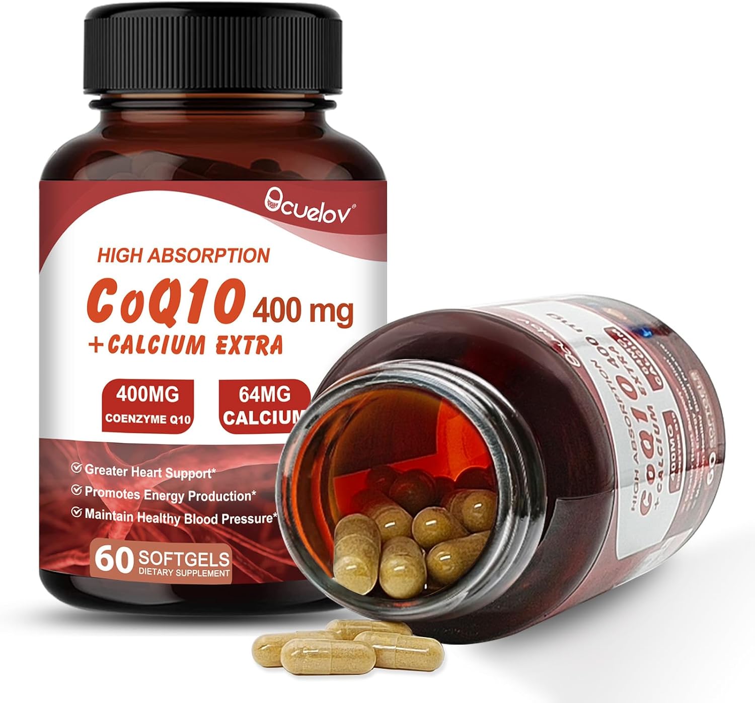 High Absorption CoQ10 400mg Capsules for Heart Health & Energy Production - Dairy and Gluten Free - 60 Capsules