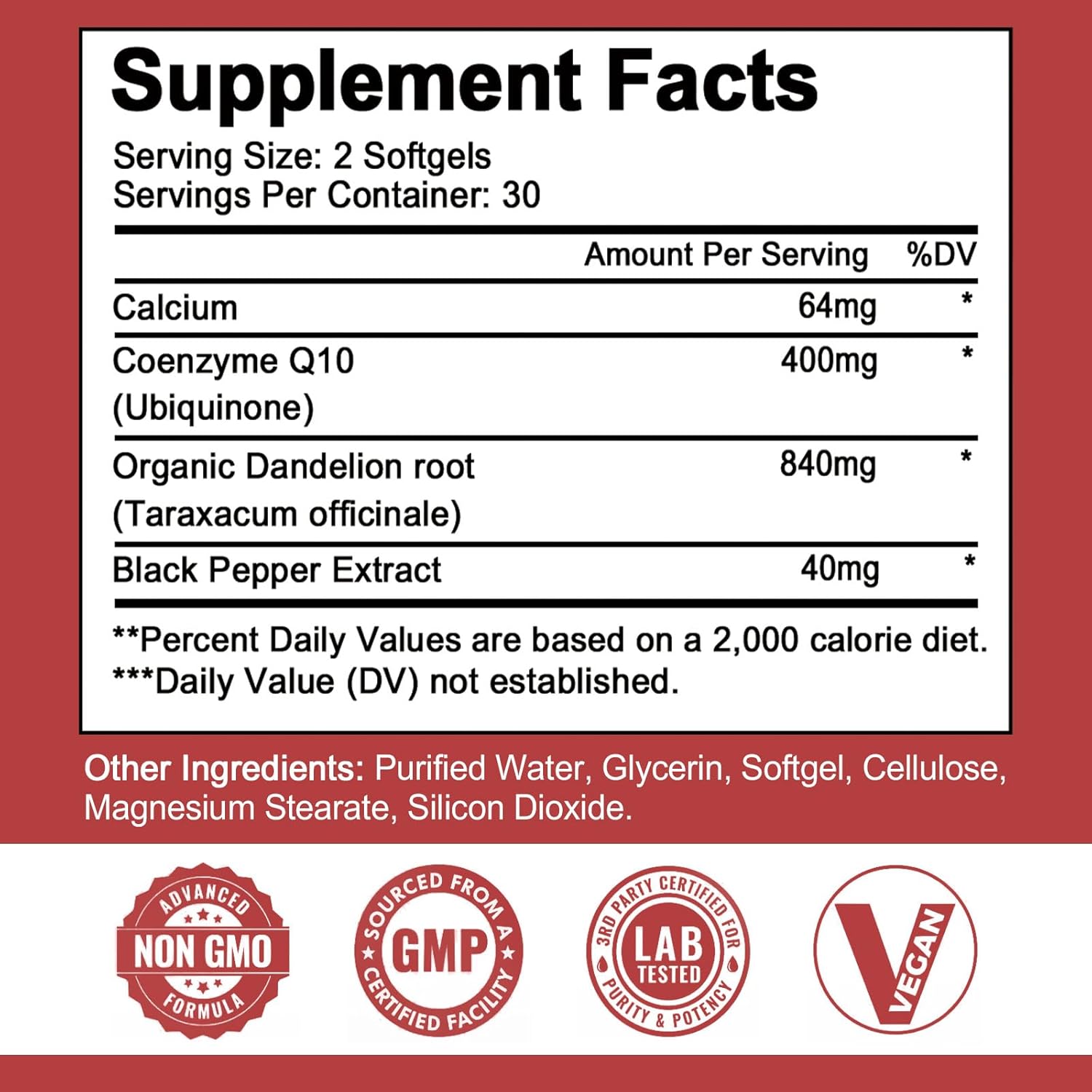 High Absorption CoQ10 400mg Capsules for Heart Health & Energy Production - Dairy and Gluten Free - 60 Capsules