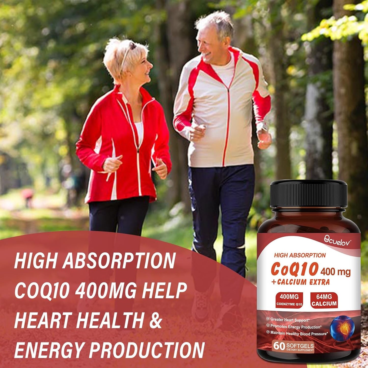 High Absorption CoQ10 400mg Capsules for Heart Health & Energy Production - Dairy and Gluten Free - 60 Capsules