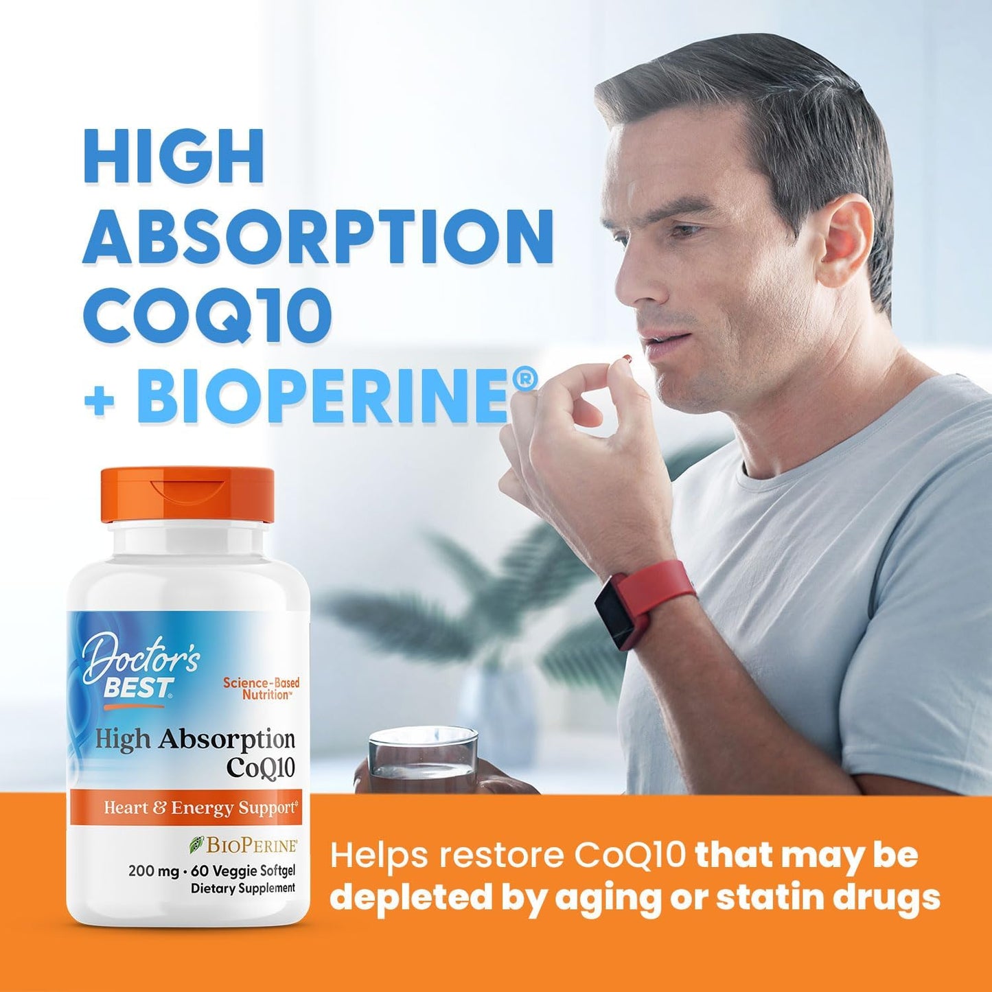 High Absorption COQ10 for Heart & Energy Support - 60 Vegetarian Softgels, USP Verified, Non-GMO & Gluten Free