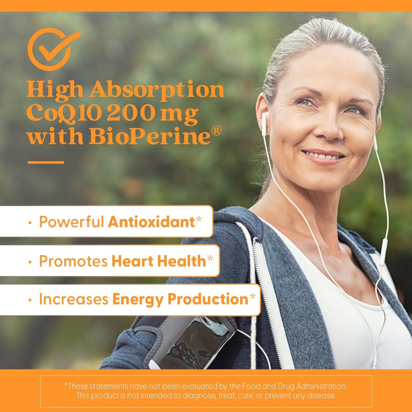 High Absorption COQ10 for Heart & Energy Support - 60 Vegetarian Softgels, USP Verified, Non-GMO & Gluten Free