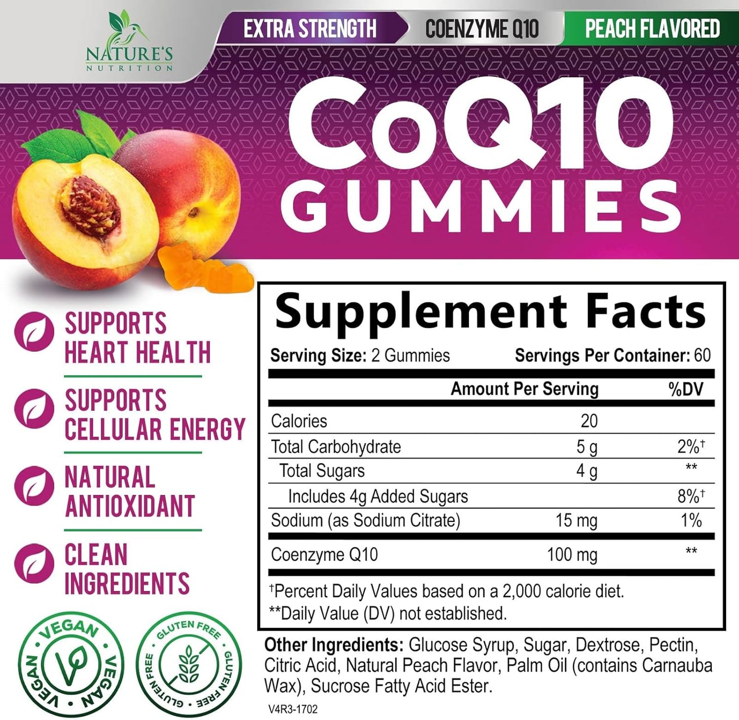 High Absorption CoQ10 Gummies - 100mg Coenzyme Q10 Supplement for Heart Health & Energy, 120 Count