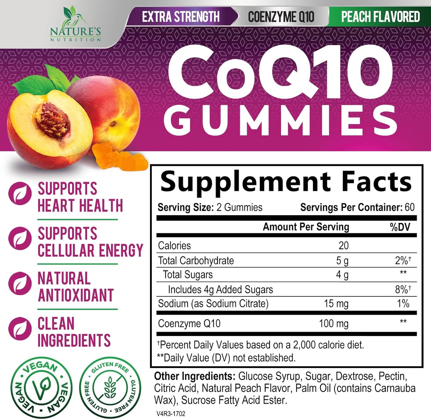 High Absorption CoQ10 Gummies - 100mg Coenzyme Q10 Supplement for Heart Health & Energy, 120 Count