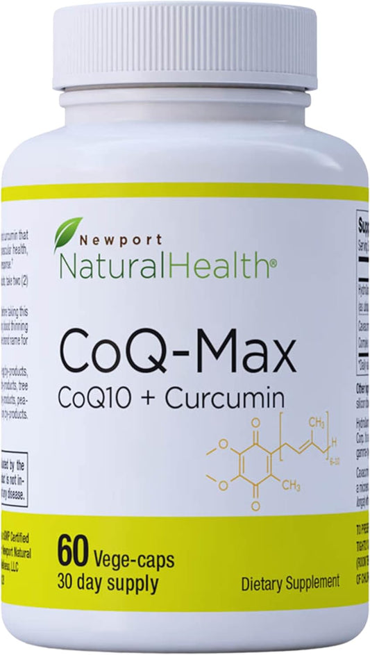 High Absorption CoQ10 Max Supplement with Turmeric Curcumin - 100mg Capsules for Heart Health & Energy - Vegan Antioxidant Boost