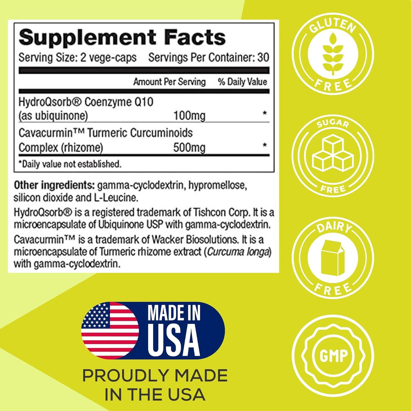 High Absorption CoQ10 Max Supplement with Turmeric Curcumin - 100mg Capsules for Heart Health & Energy - Vegan Antioxidant Boost