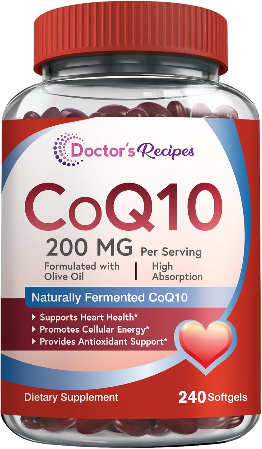 High Absorption CoQ10 Supplement with Olive Oil for Heart Health - 240 Softgels