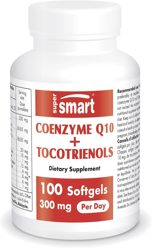 High Absorption CoQ10 Supplement with Tocotrienols - 300mg Daily Dose - Patented Formula - Non-GMO - Gluten Free - 100 Softgels