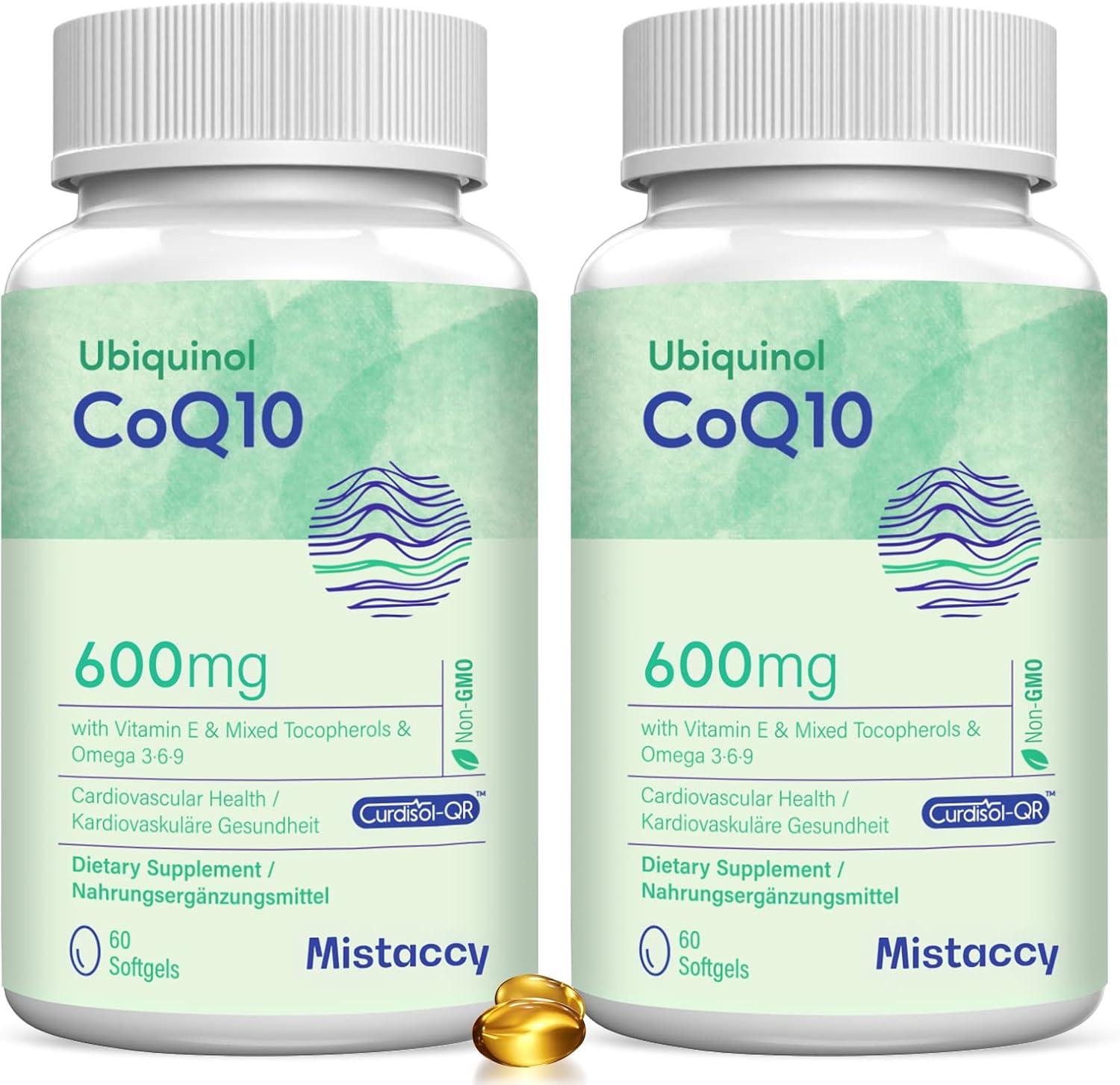 High Absorption CoQ10 Ubiquinol Softgels with Vitamin E & Omega 3 6 9 | Antioxidant Powerhouse for Health | 600mg | 120 Softgels