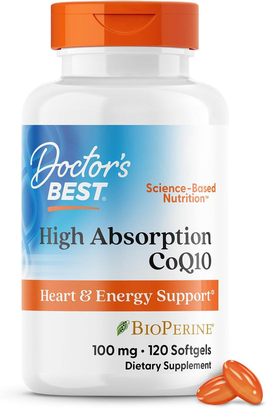 High Absorption CoQ10 with BioPerine for Heart Health & Energy Production - 100 mg, 120 Count, Gluten Free & Naturally Fermented