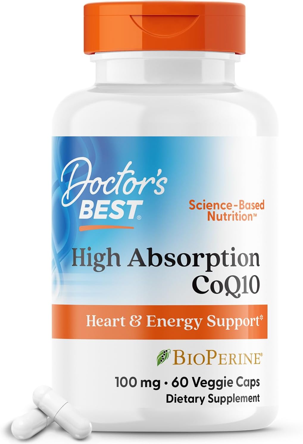 High Absorption CoQ10 with BioPerine for Heart Health & Energy - 100mg, 60 Vegan Capsules, Gluten-Free & Naturally Fermented