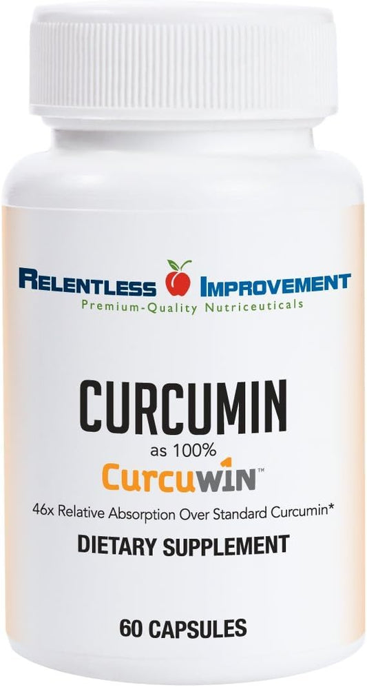 High Absorption Curcumin for Inflammation Support - Relentless Improvement CurcuWin 60 Count, 46x More Absorption Than Standard Curcumin