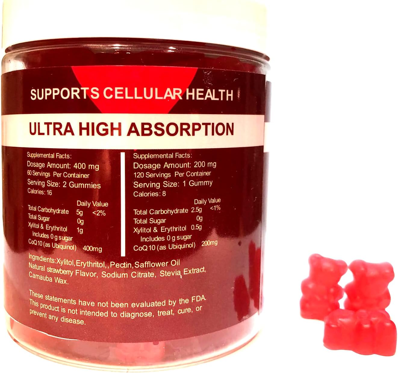 High Absorption FIT EXTEND Coq10 Gummies 400mg - 60 Day Supply (120 Count) | Ubiquinol Vegan Strawberry Sugar Free Gummies for Heart Health, Anti-Aging, Energy, Antioxidant Support - Prostate Health for Men and Women