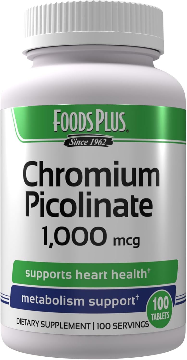 High Absorption FoodsPlus Chromium Picolinate 1,000 mcg Mineral Supplement - 100 Servings