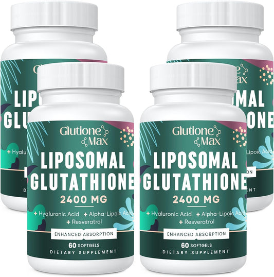 High Absorption Glutathione Supplement 2400MG Softgels with Hyaluronic Acid and Resveratrol | Anti-Aging Antioxidant for Energy and Defense | Non-GMO Formula