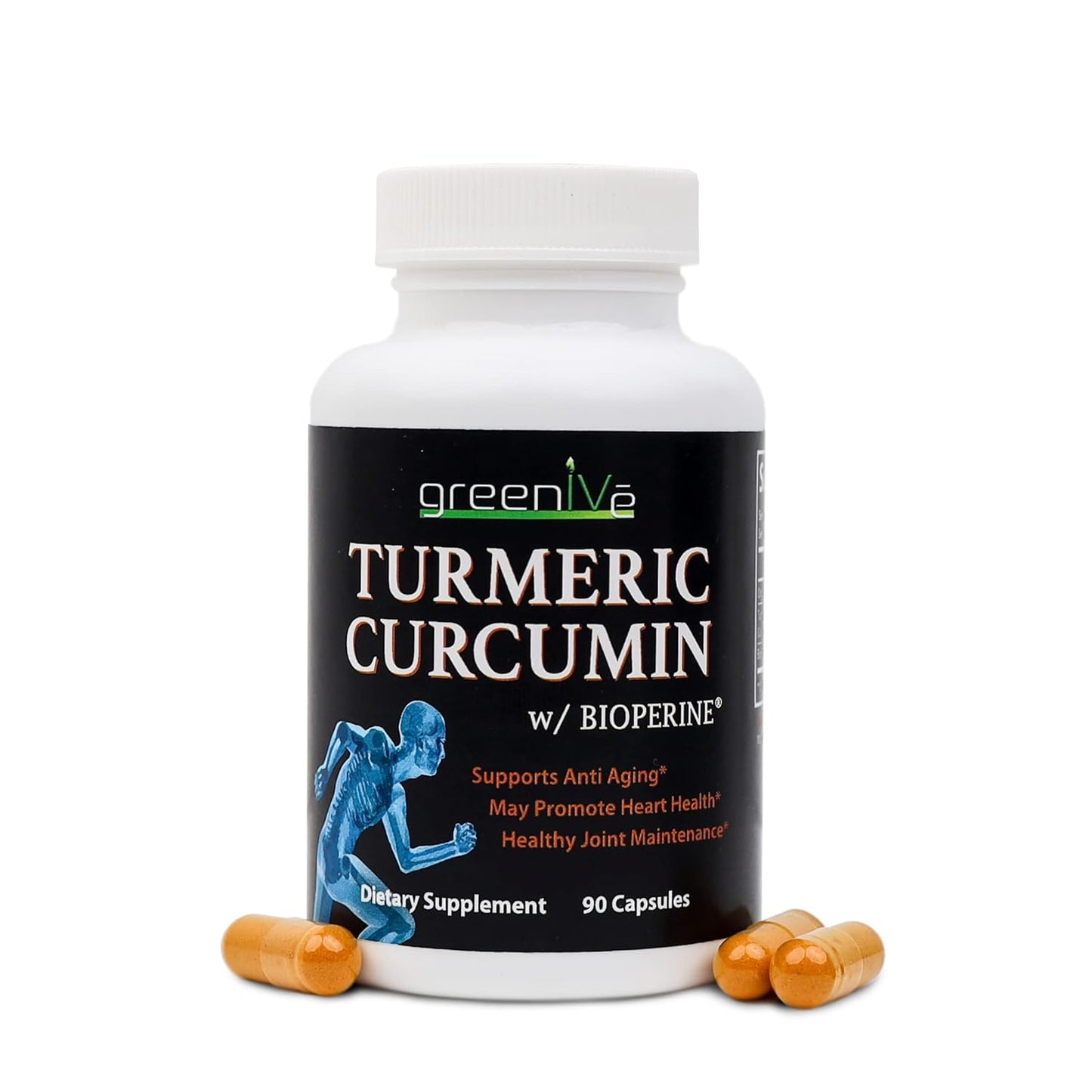 High Absorption GreenIVe Turmeric Curcumin Capsules with BioPerine - 90 Count