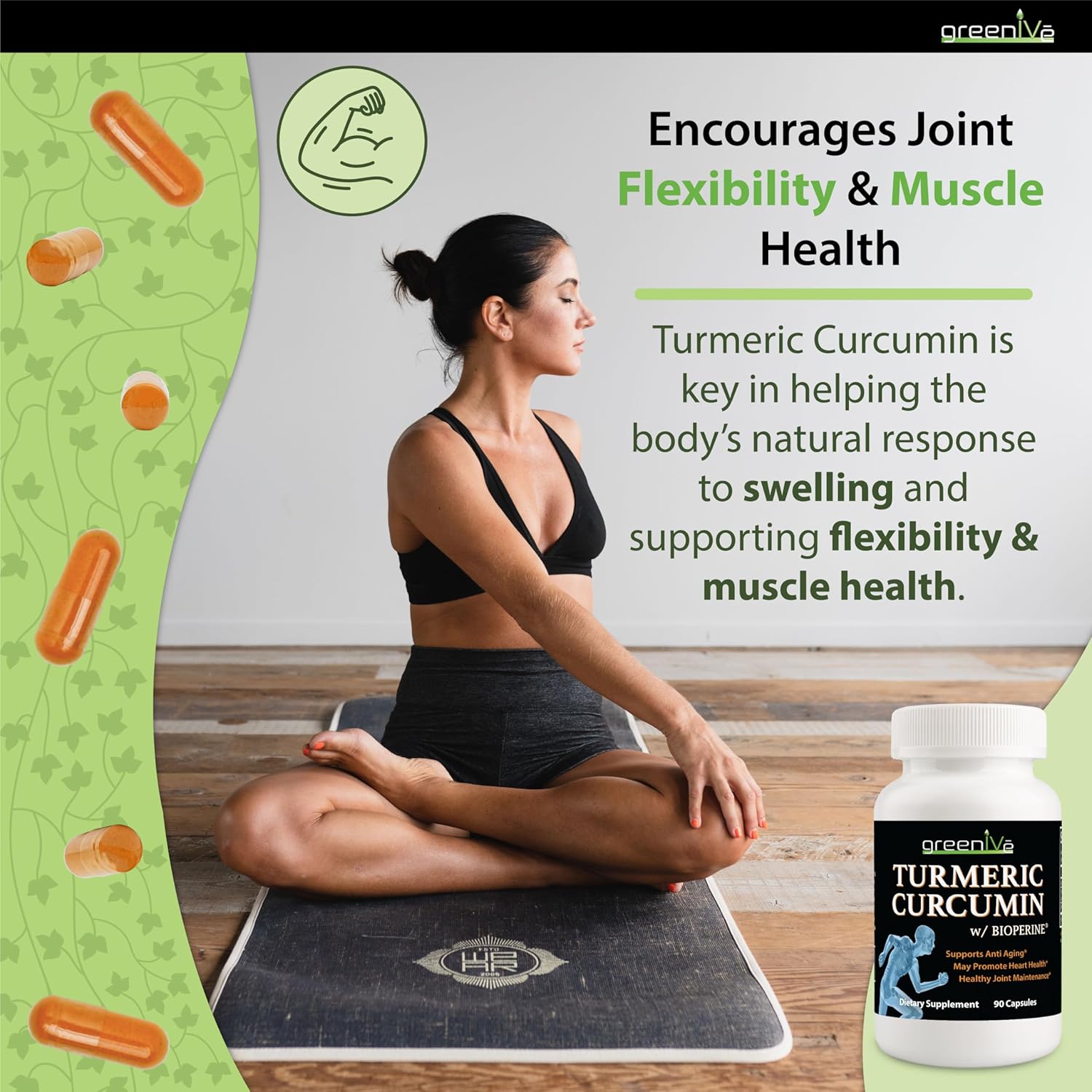 High Absorption GreenIVe Turmeric Curcumin Capsules with BioPerine - 90 Count