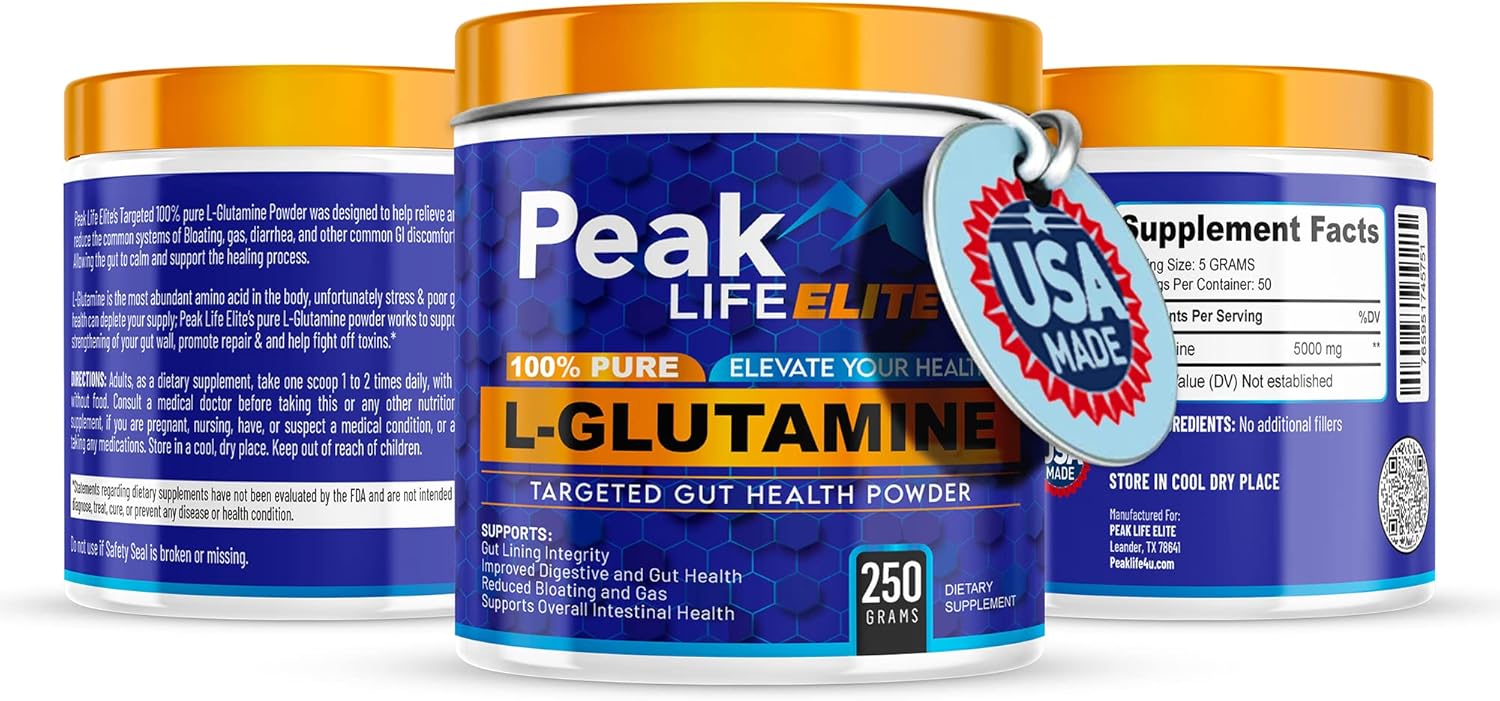 High Absorption L-Glutamine Powder - 500mg for Muscle Recovery, Gut Health, Immune Support - Unflavored, No Sugar, Non-GMO - Gluten-Free Supplement