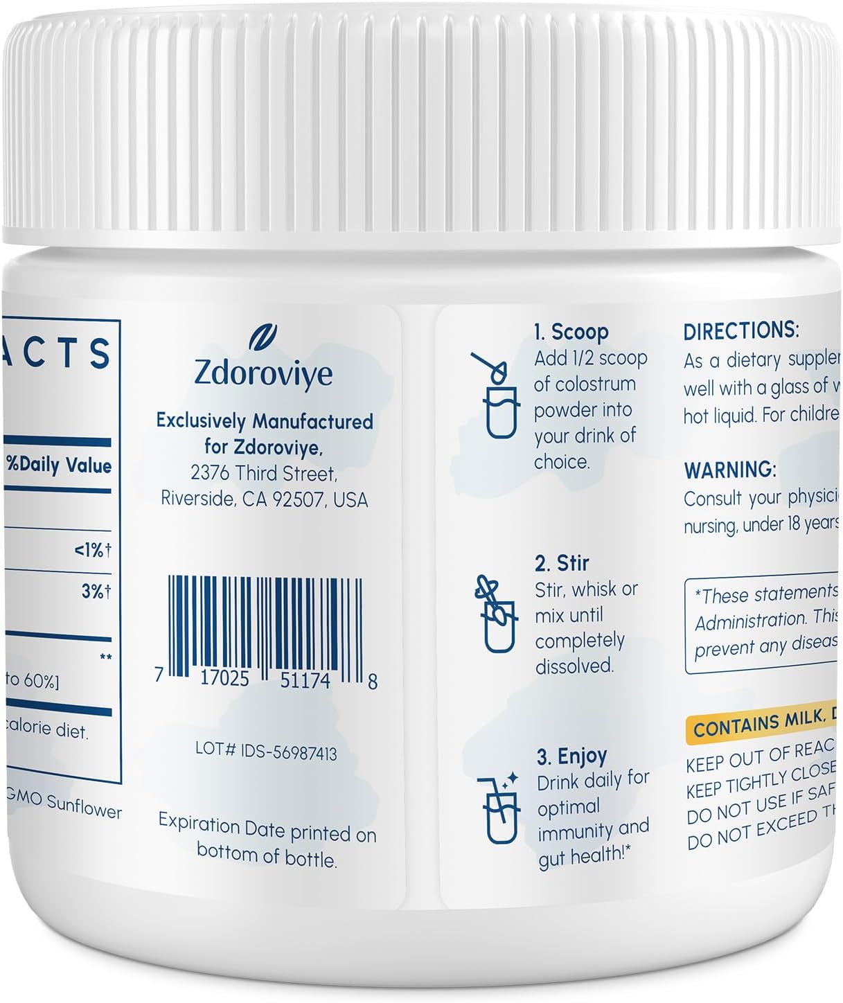 High Absorption Liposomal Bovine Colostrum Powder Supplement 2500mg - 60 Servings