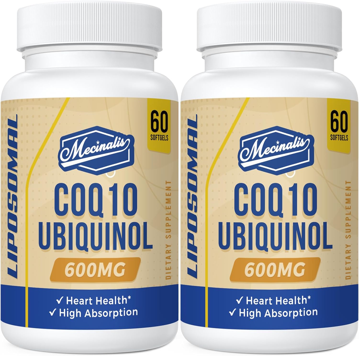 High Absorption Liposomal CoQ10 Ubiquinol Softgels - 600mg | Antioxidant Coenzyme Q10 for Heart Health & Energy | 120 Count